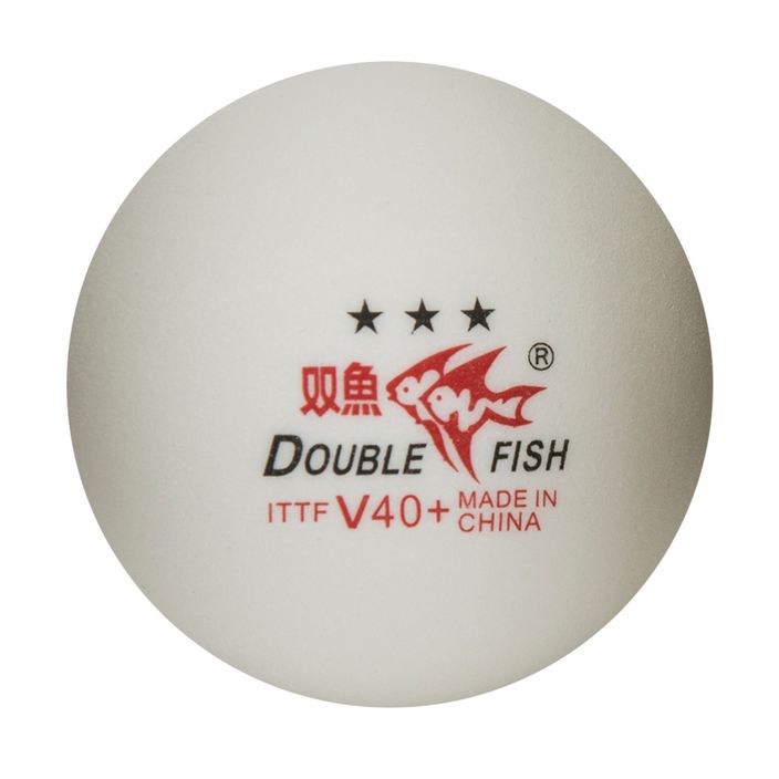 Double Fish table tennis balls 40+3 stars 10 pcs white 2