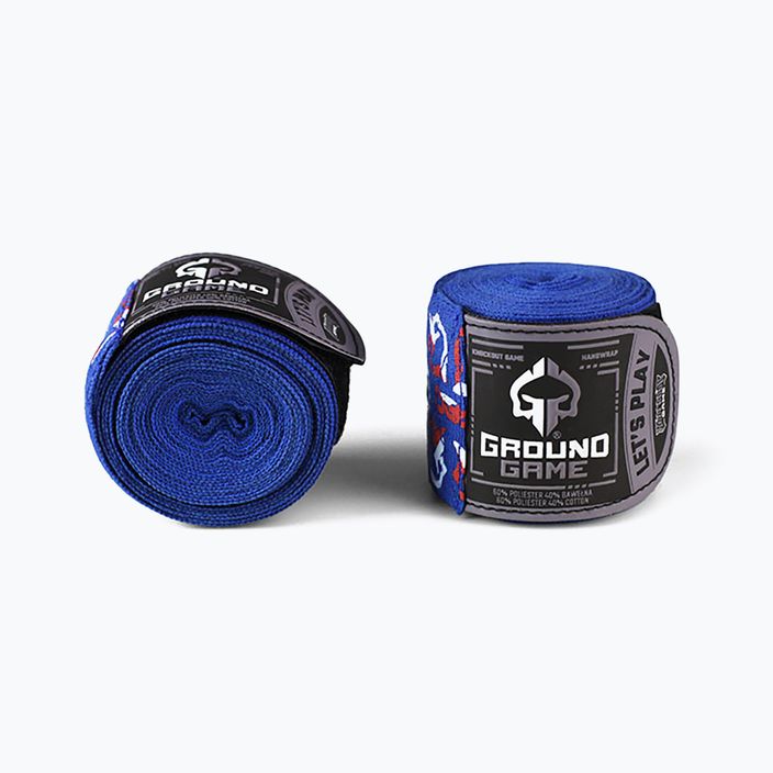 Ground Game 'Logo' boxing bandages blue HANDWRLO 3
