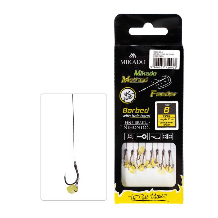 Mikado methode leader with rubber barbless hook + braid 8 pcs brown HMFB212G-10 2