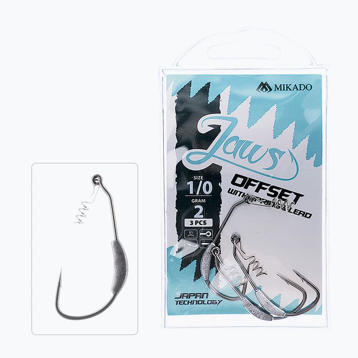 Mikado Jaws Offset Lure Hook With Screw Load 7G 3pcs silver HJA04