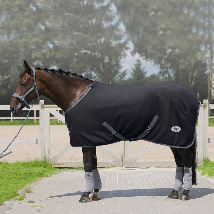 York Ekona fleece horse blanket with straps black 150913125