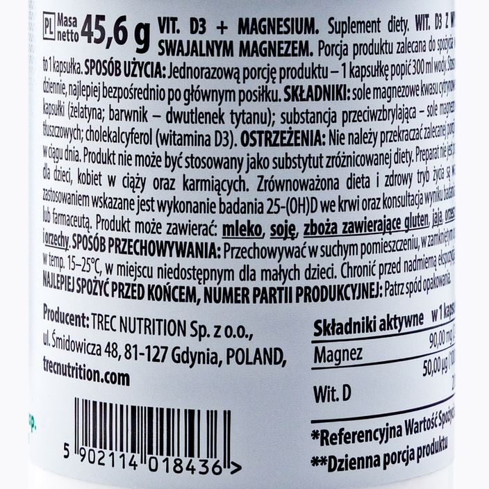 Vitamin D3 + Magnesium Trec vitamin D3 + magnesium 60 capsules TRE/814 2