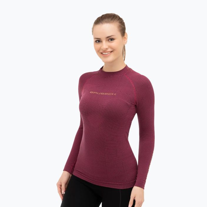 Women's thermal running t-shirt Brubeck 3D Run Pro 4447 burgundy LS15940 2