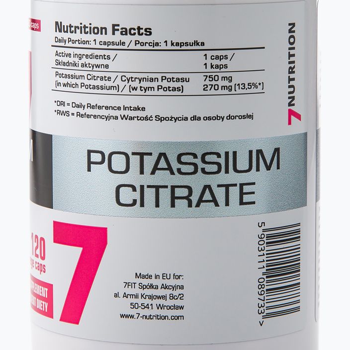 Potassium 7Nutrition potassium 120 capsules 7Nu000425 3