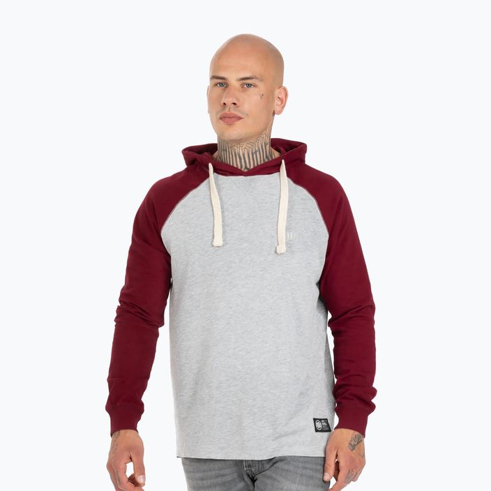 Men's sweatshirt Pitbull West Coast Hooded Small Logo grey/burgundy