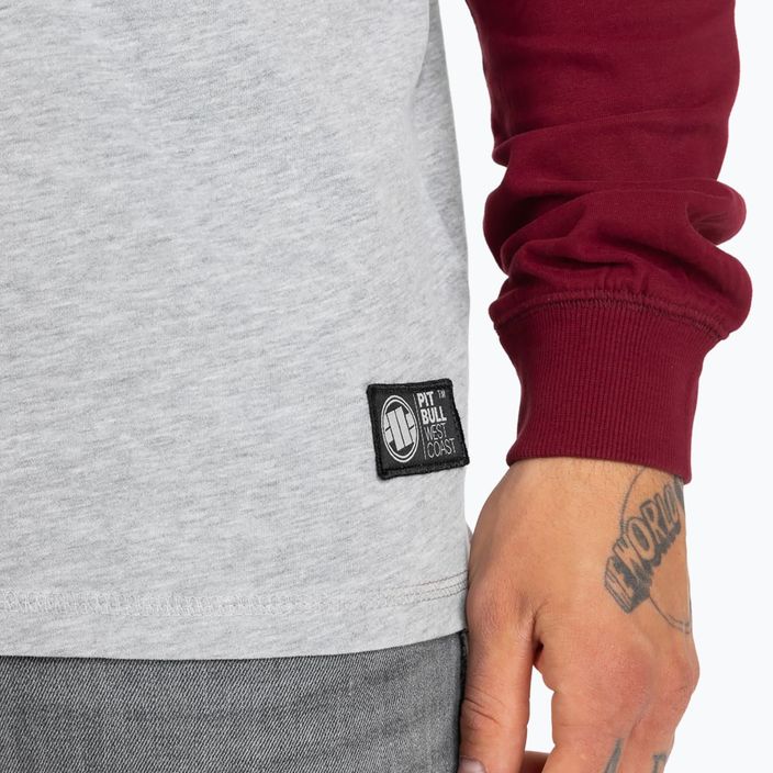 Men's sweatshirt Pitbull West Coast Hooded Small Logo grey/burgundy 4