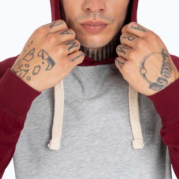 Men's sweatshirt Pitbull West Coast Hooded Small Logo grey/burgundy 6