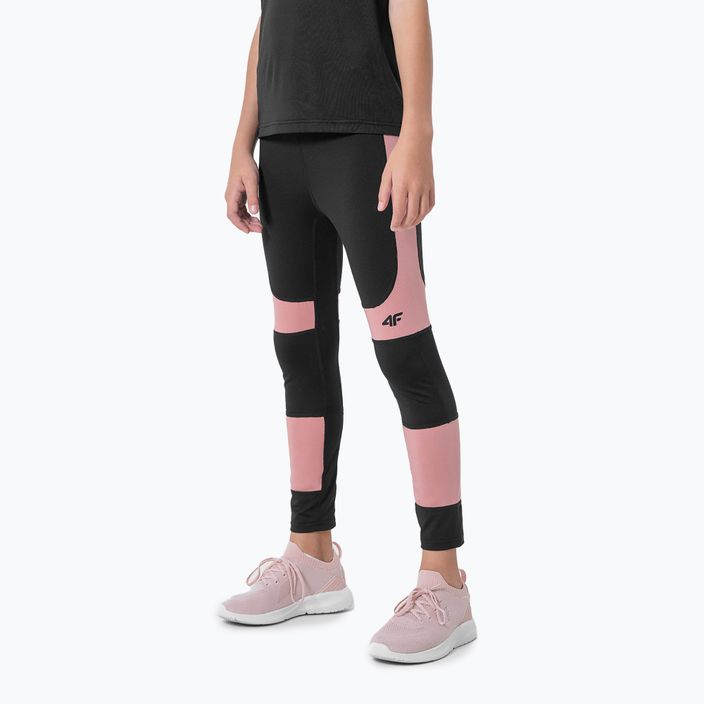 Children's leggings 4F black-pink HJZ22-JSPDF003-90S