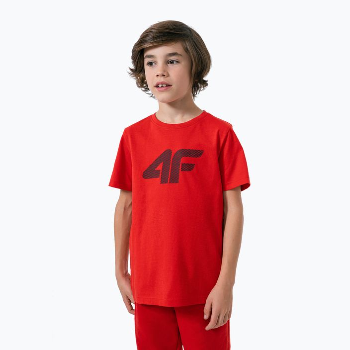 Children's 4F T-shirt red HJZ22-JTSM002
