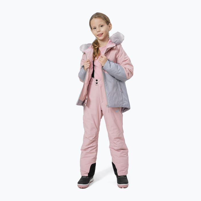 Children's ski jacket 4F pink HJZ22-JKUDN003 2