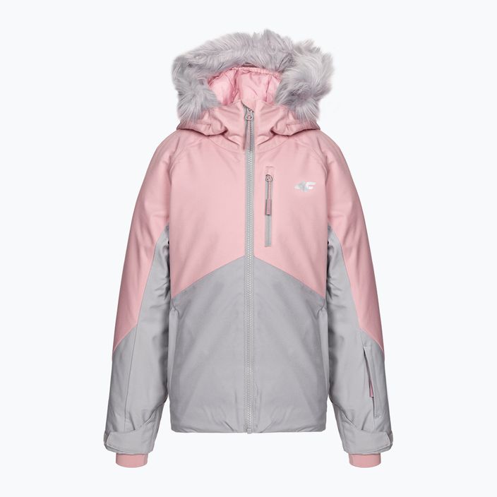 Children's ski jacket 4F pink HJZ22-JKUDN003 3