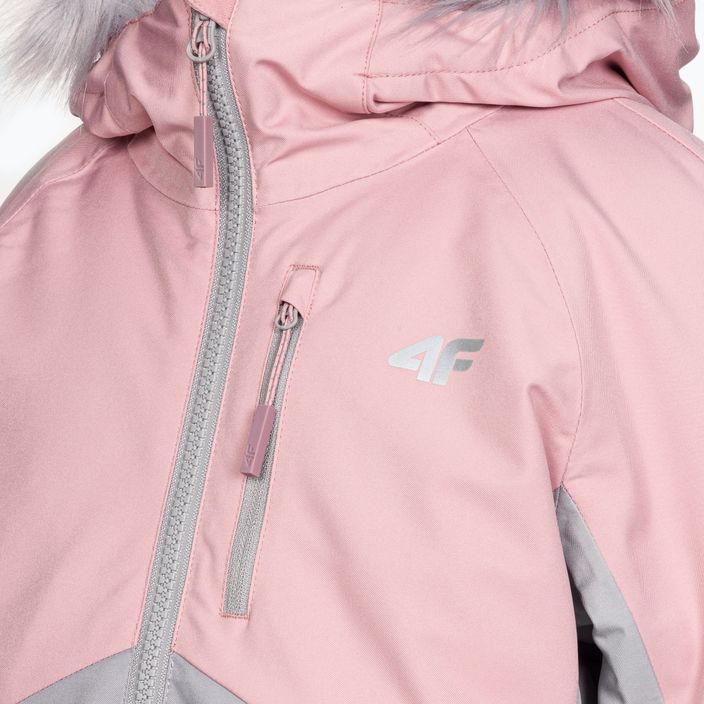 Children's ski jacket 4F pink HJZ22-JKUDN003 5