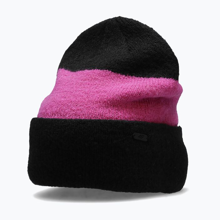 Women's winter beanie 4F black-pink H4Z22-CAD011 4