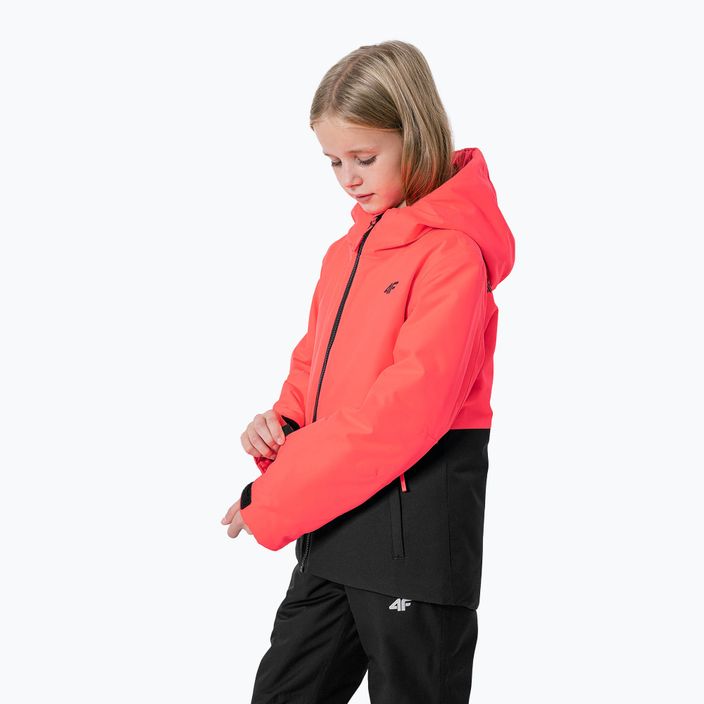 Children's ski jacket 4F pink HJZ22-JKUDN001