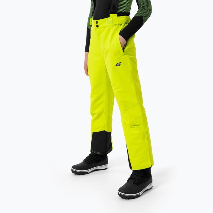 Children's ski trousers 4F yellow HJZ22-JSPMN001