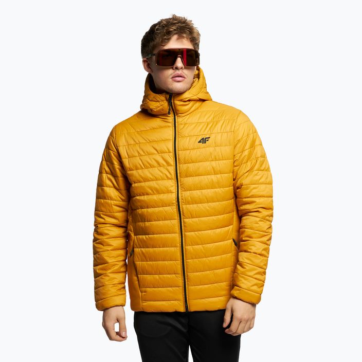 Men's 4F down jacket yellow H4Z22-KUMP004