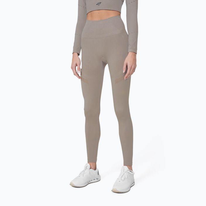 Women's leggings 4F beige H4Z22-SPDF012-83S