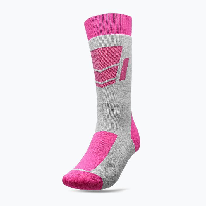Children's ski socks 4F grey-pink 4FJAW22UFSOF028 5