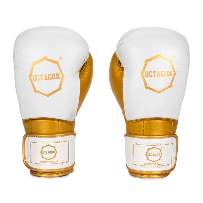 Octagon Prince white/gold boxing gloves 2