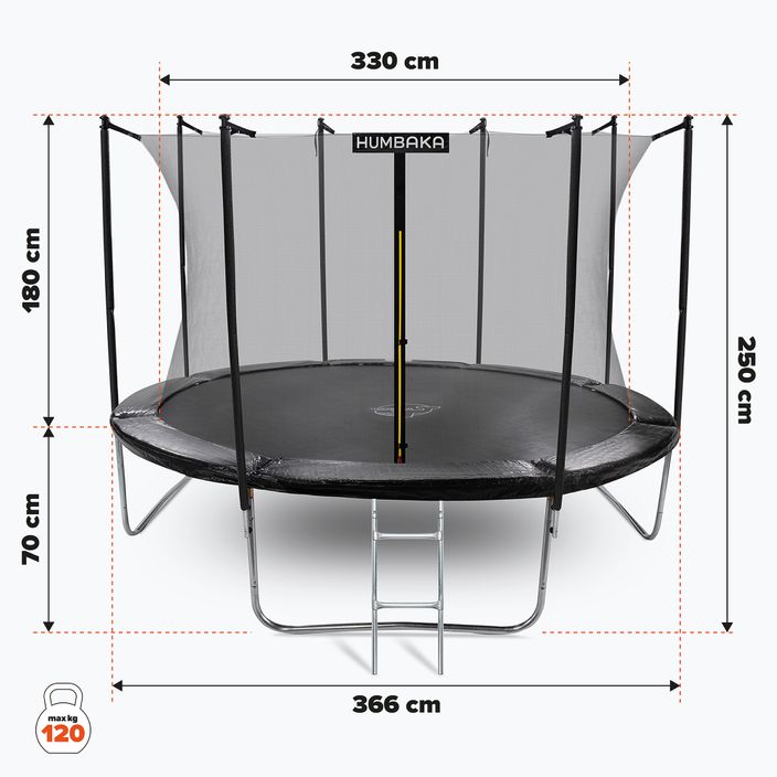 HUMBAKA Eco 366 cm black ECO-12' Tramps garden trampoline 17