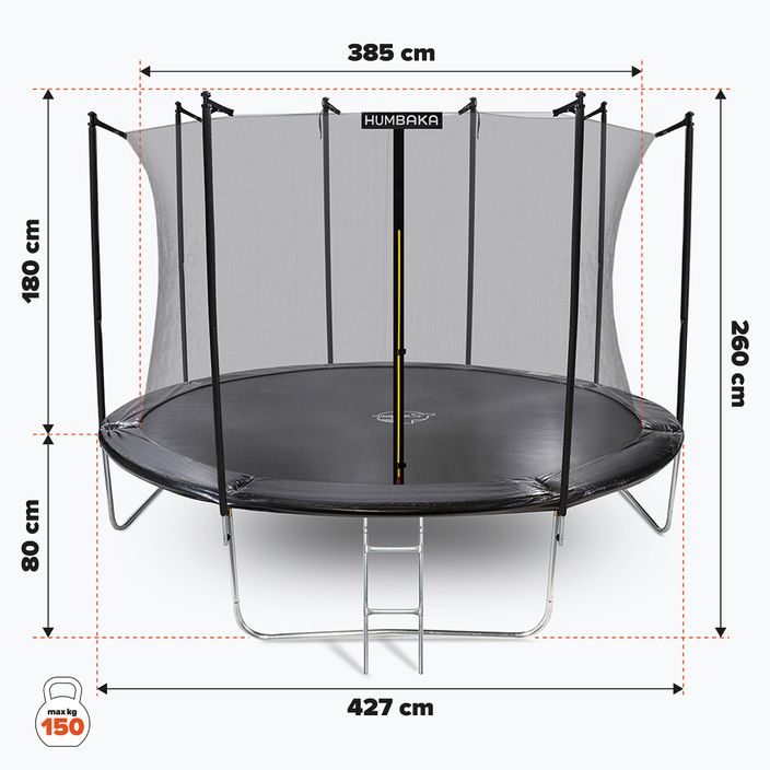 HUMBAKA Eco 427 cm garden trampoline black ECO-14' Tramps 17
