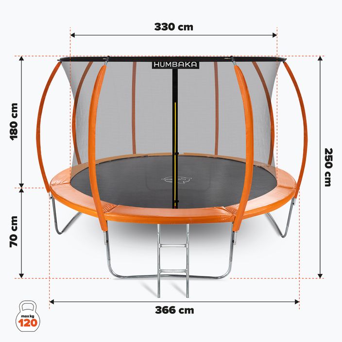 HUMBAKA Super 366 cm orange garden trampoline Super-12' Tramps 17
