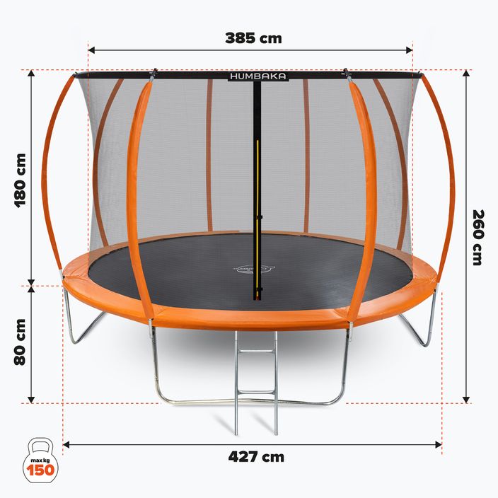 HUMBAKA Super 427 cm orange garden trampoline Super-14' Tramps 17