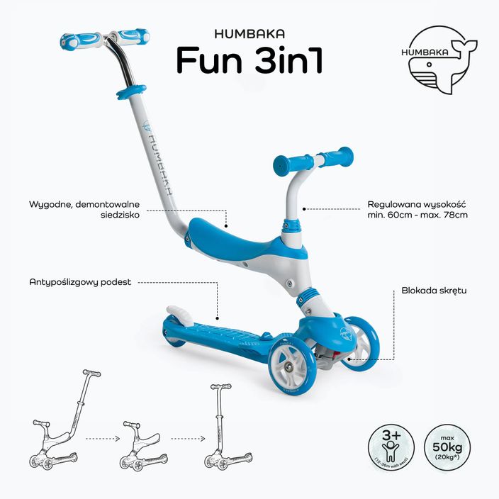 HUMBAKA Fun 3in1 children's scooter blue KS002 2