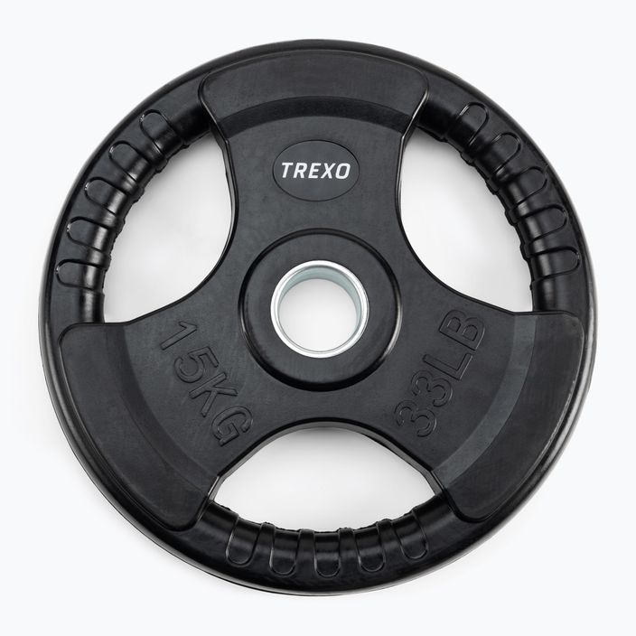 TREXO black rubberised cast iron weight RW15 15 kg 2