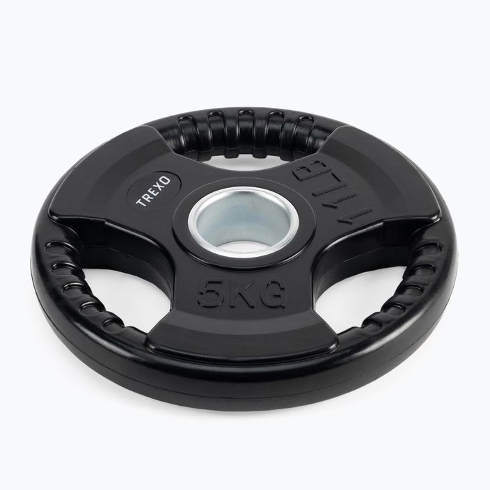TREXO black rubberised cast iron weight RW5 5 kg