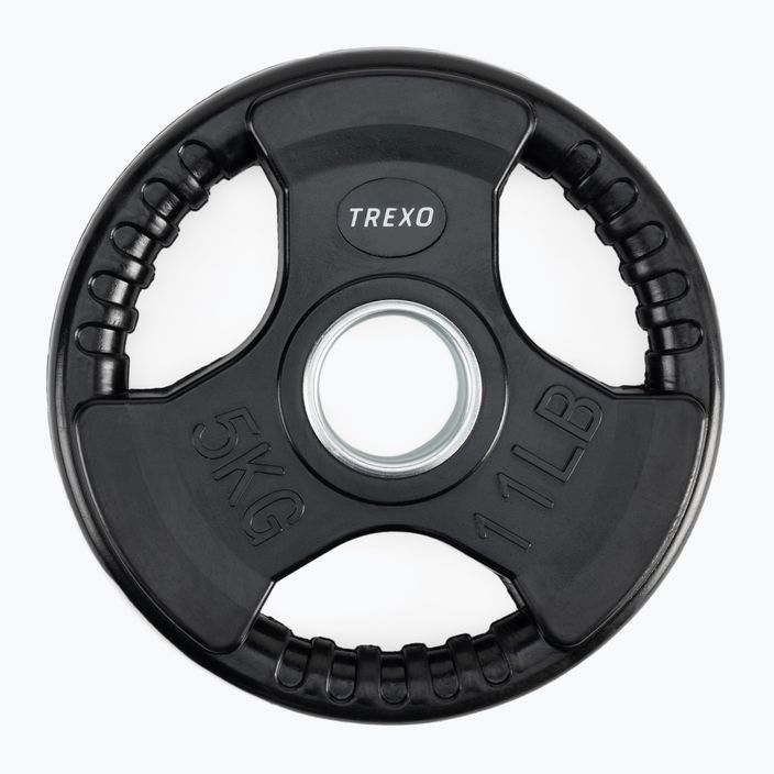 TREXO black rubberised cast iron weight RW5 5 kg 2