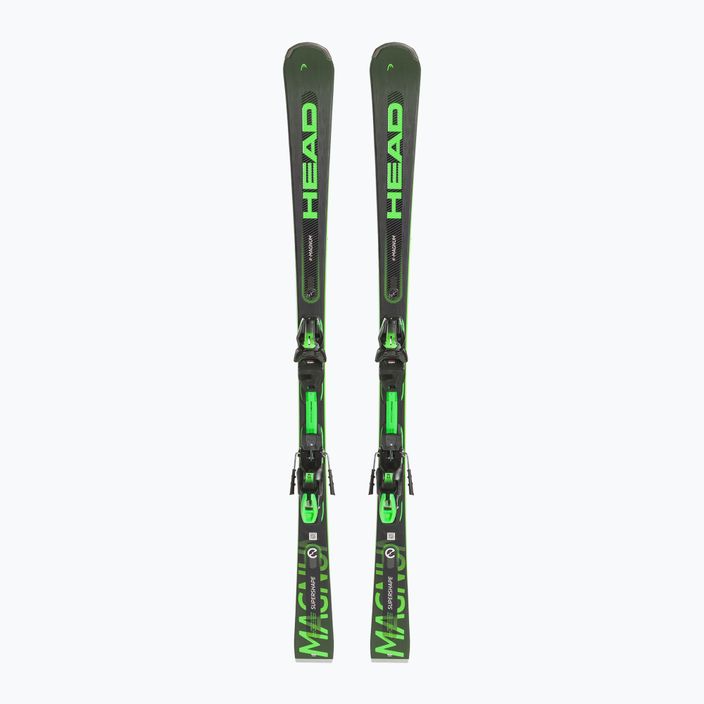 HEAD Supershape e-Magnum SW SF-PR + PRD 12 black/neon green downhill skis