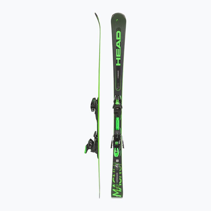 HEAD Supershape e-Magnum SW SF-PR + PRD 12 black/neon green downhill skis 2