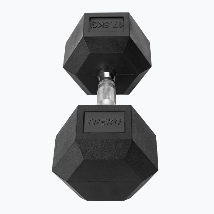 TREXO Hex 17.5 kg rubberised dumbbell 6