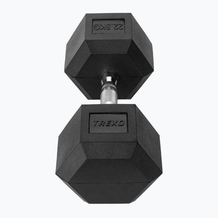 TREXO Hex 22.5 kg rubberised dumbbell 3