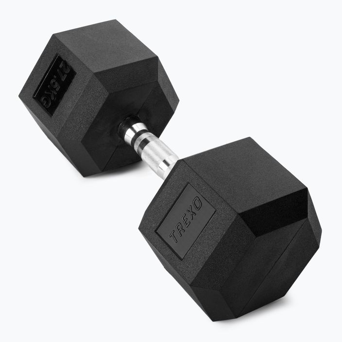 TREXO Hex 27.5 kg rubberised dumbbell 2