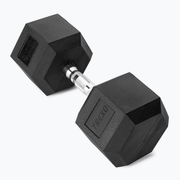 TREXO Hex 30 kg rubberised dumbbell 2