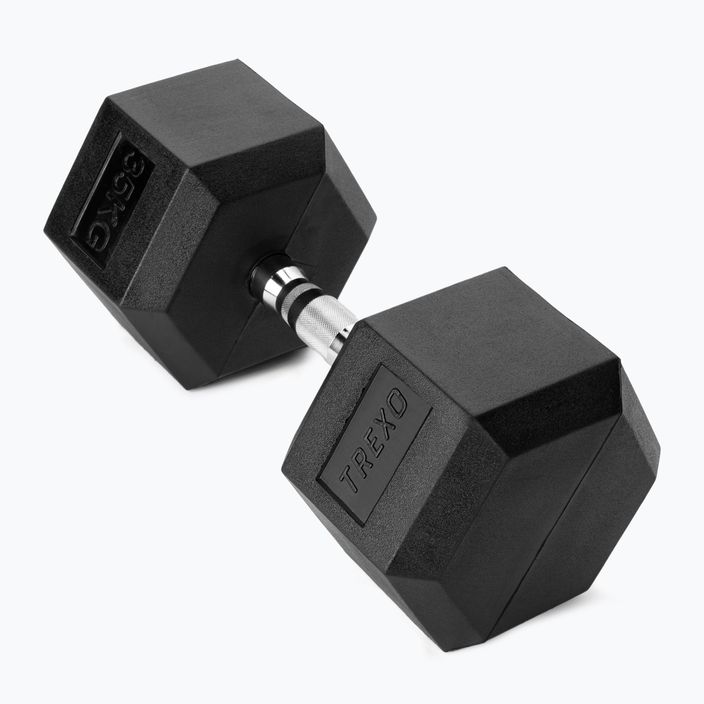 TREXO Hex 35 kg rubberised dumbbell 2