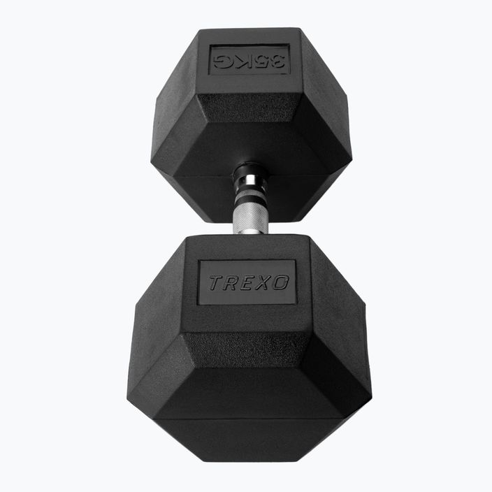 TREXO Hex 35 kg rubberised dumbbell 3