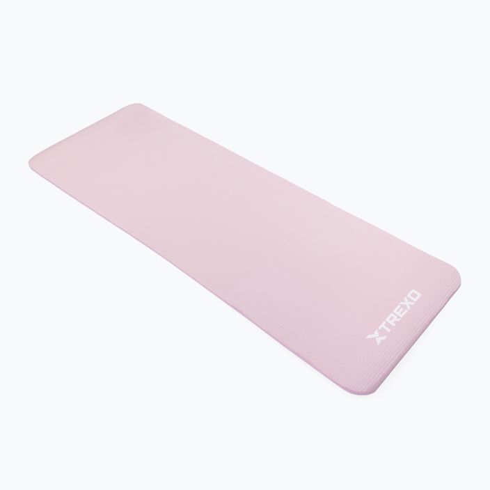 TREXO NBR 15 mm exercise mat with belt pink 2