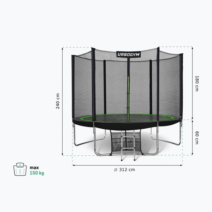 UrboGym Classic 312 cm garden trampoline black 10FT 10