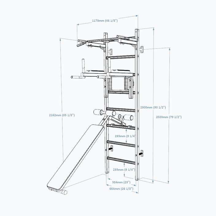 BenchK 223B black matte/oak gymnastics ladder 2