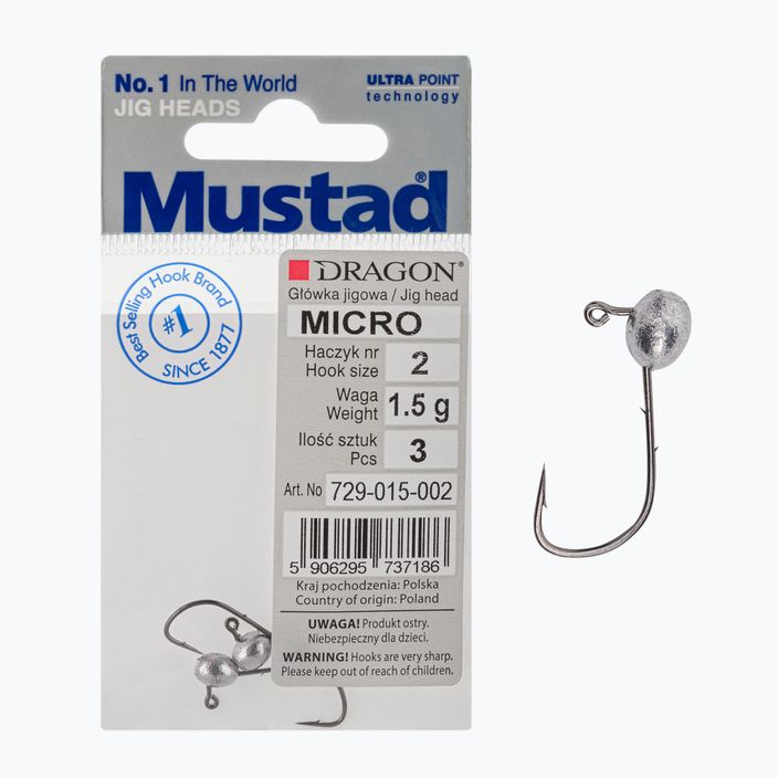 Mustad Micro jig head 3 pcs size 2 silver PDF-729-015-002