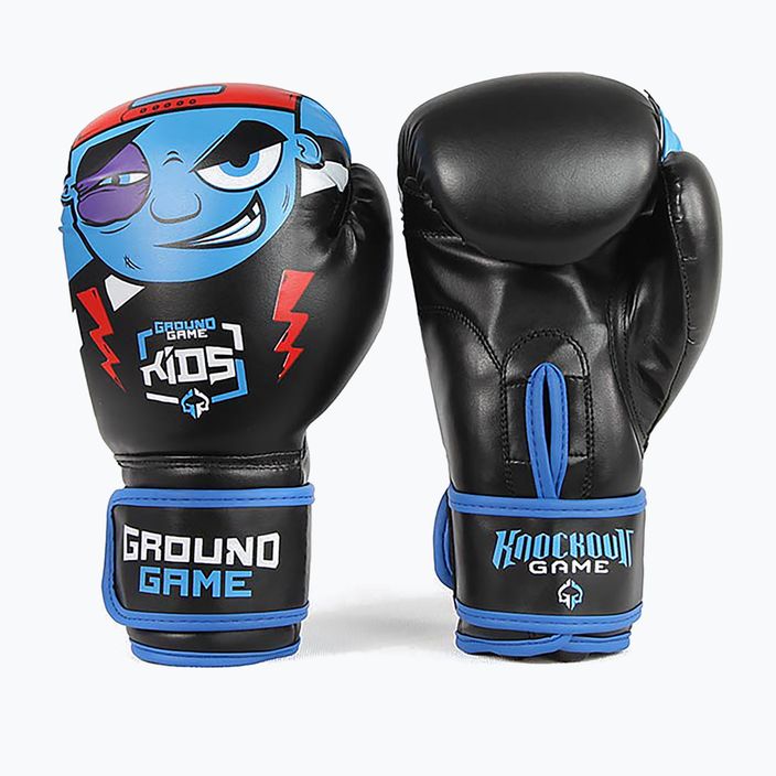 Ground Game Prodigy children's boxing gloves black and blue 8