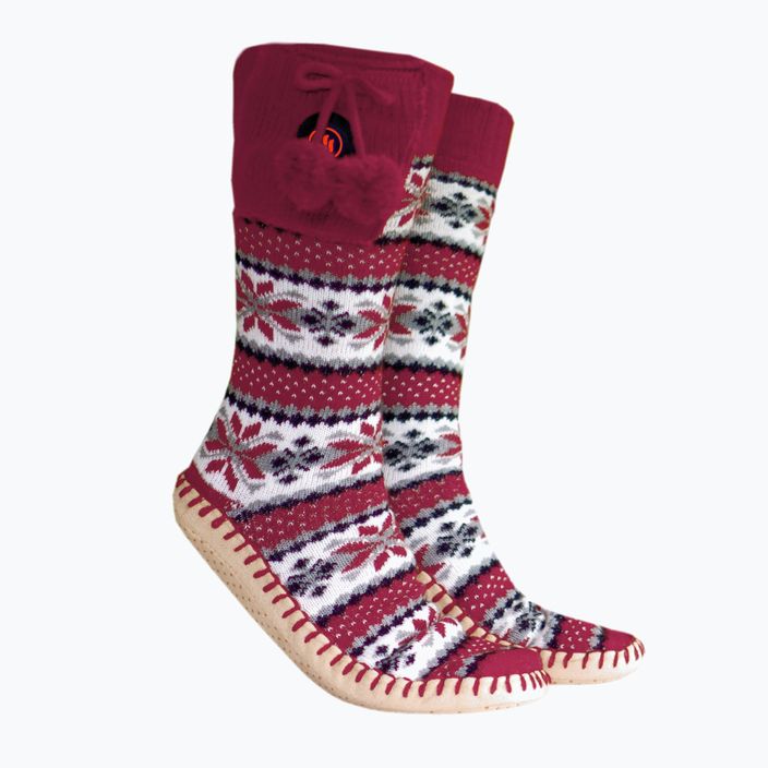 Glovii GQ5 white/red/grey heated slippers with socks 2