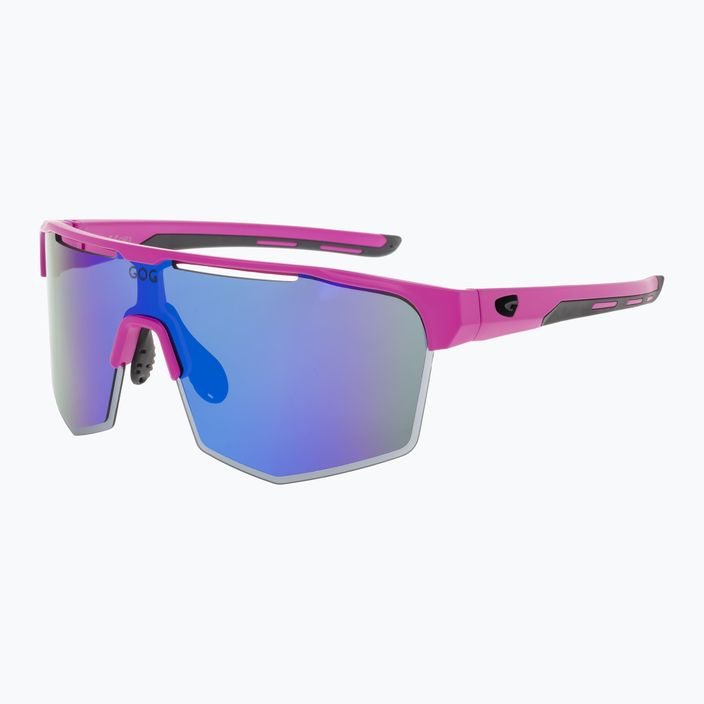GOG Athena matt neon pink / black / polychromatic white-blue cycling glasses E508-3 5