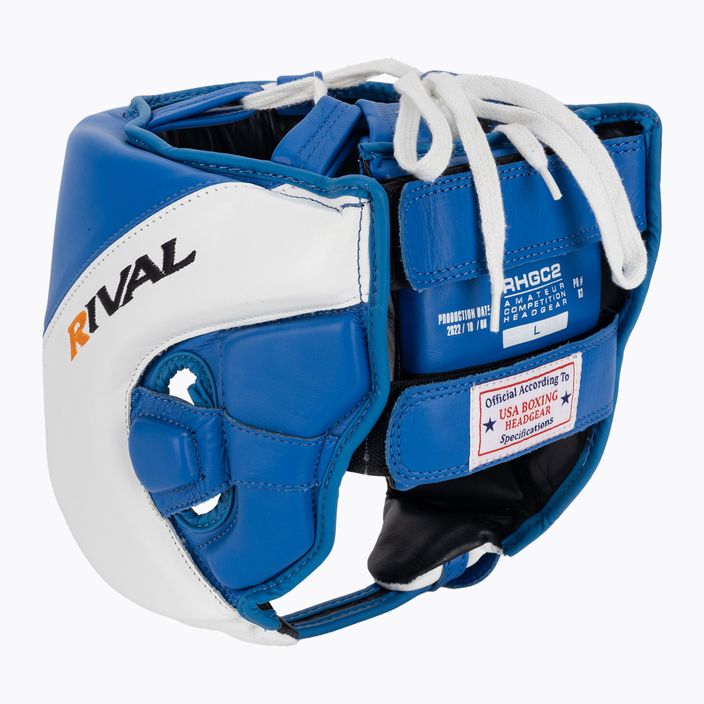 Rival Amateur competition boxing helmet headgear blue/white 3