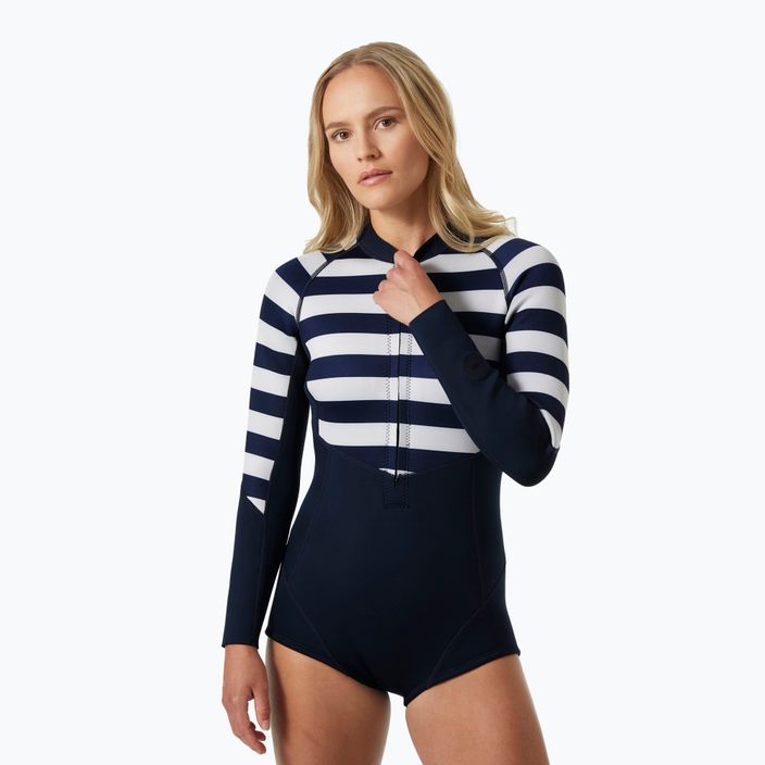 Women's Helly Hansen Waterwear Long Sleeve Spring Wetsuit navy stripe 3