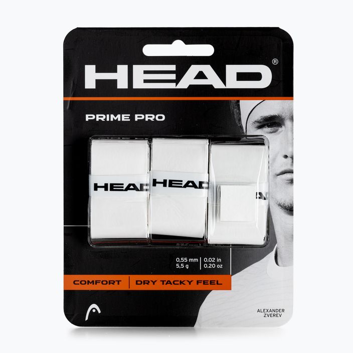 HEAD Prime Pro tennis racket wraps 3 pcs white 285319 2