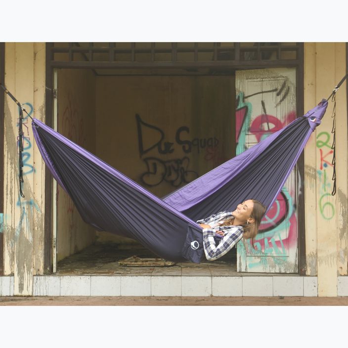 Ticket To The Moon Original navy blue/purple two-person hiking hammock 6